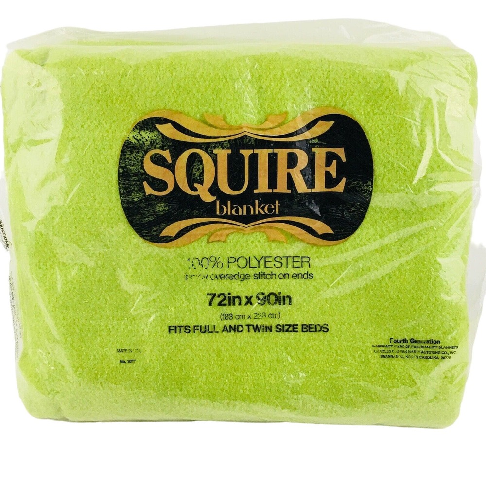 Vintage Squire Blanket Spring Green 72x90 Polyester Fits Full‎ & Twin USA New